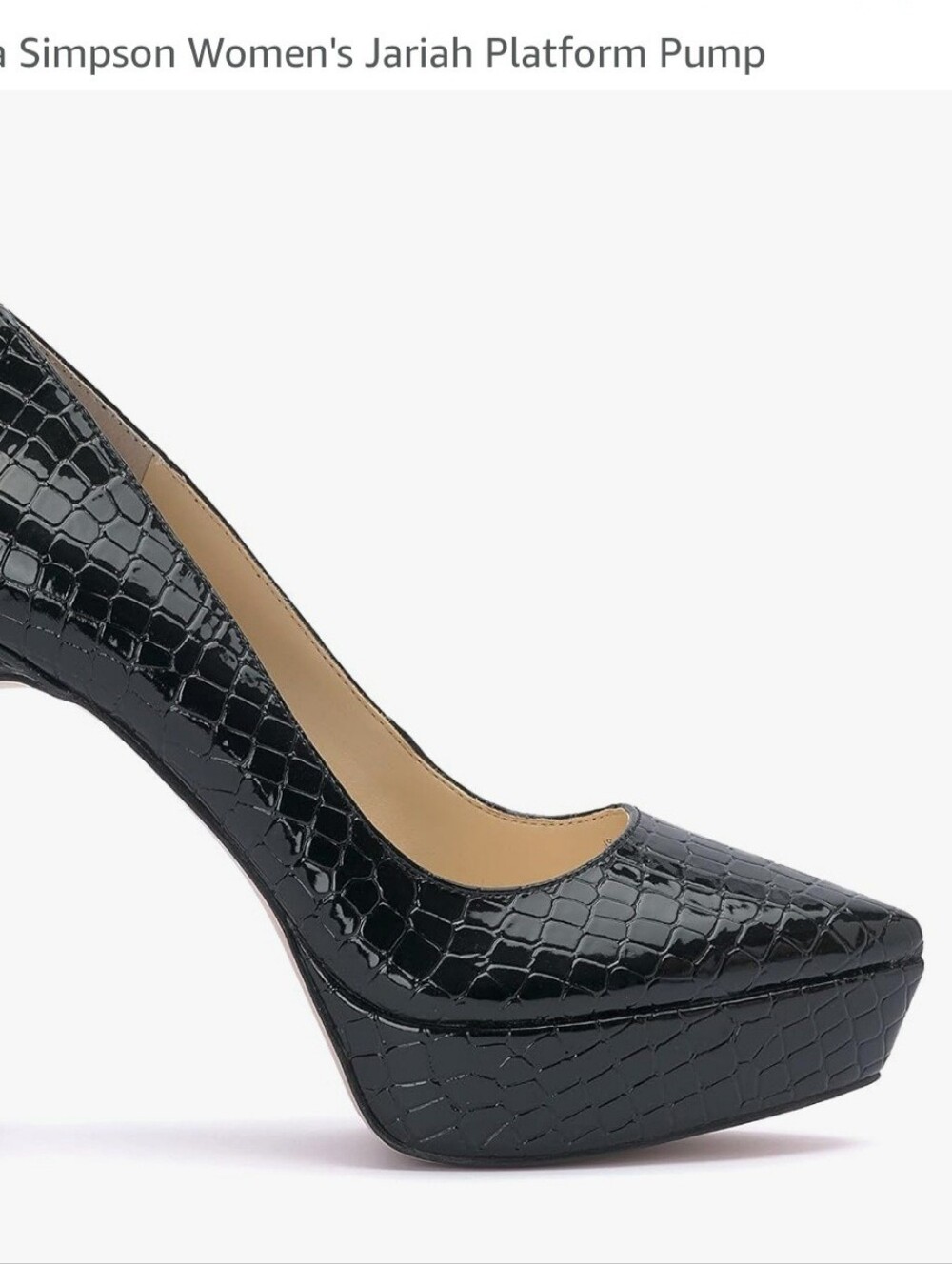 Jessica Simpson Black Croc-Embossed Jariah Platform Pump - Picture 3 of 8